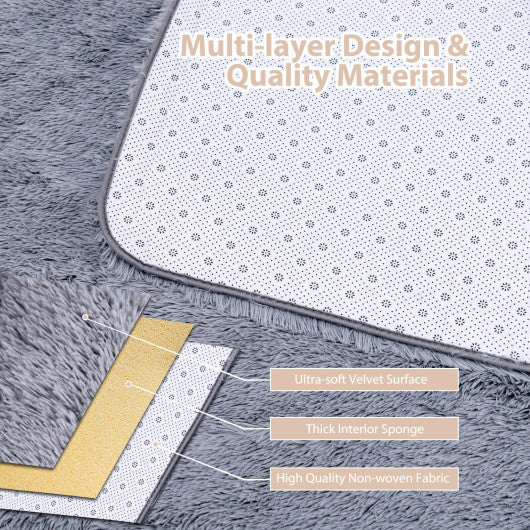 4x6 Feet Modern Soft Shag Rug with Non-slip Grip Dots-Light Gray