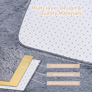 4x6 Feet Modern Soft Shag Rug with Non-slip Grip Dots-Light Gray