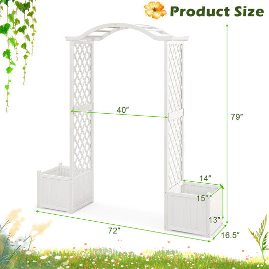 Garden Arbor with Planter-White