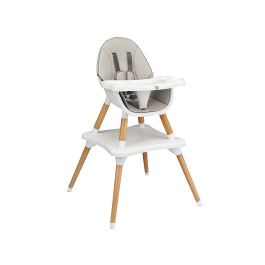 5-in-1 Baby Wooden Convertible High Chair -Gray