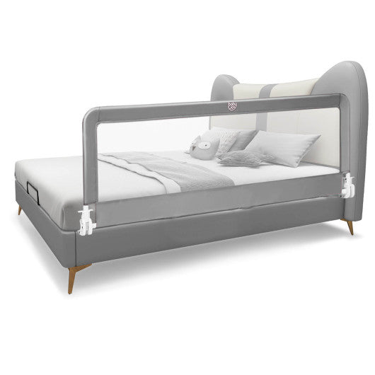59 Inch Folding Breathable Baby Bed Rail Guard with Safety Strap-Gray