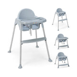 4-in-1 Convertible Baby High Chair with Removable Double Tray-Gray