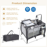 Portable Baby Playard with Changing Table Bassinet and Music Box-Gray
