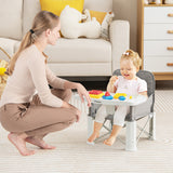 Portable Baby Booster Seat with Straps and Double Tray-Gray