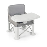 Portable Baby Booster Seat with Straps and Double Tray-Gray