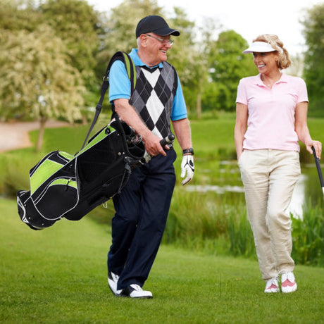 Golf Stand Cart Bag with 6-Way Divider Carry Pockets-Green