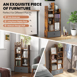 7-Tier Open-Back Bookshelf with Drawer-Rustic Brown