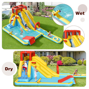 7-in-1 Inflatable Dual Slide Water Park Bounce House With 750 Blower