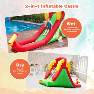 Inflatable Water Slide Bounce House with Climbing Wall Jumper and 480W Blower