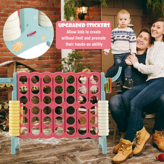 4-in-a-Row Connect Game with Basketball Hoop and Toss Ring-Multicolor