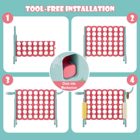 4-in-a-Row Connect Game with Basketball Hoop and Toss Ring-Multicolor