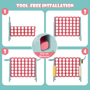 4-in-a-Row Connect Game with Basketball Hoop and Toss Ring-Multicolor