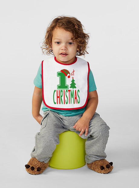 Baby Infant Red Green Christmas Bib