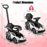 3-in-1 Licensed Lamborghini Ride on Push Car with Handle Guardrail-White