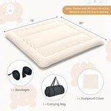 Queen/King/Twin/Full Futon Mattress Floor Sleeping Pad with Washable Cover Beige-King Size