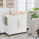 Heavy Duty Rolling Kitchen Cart with Tower Holder and Drawer-White