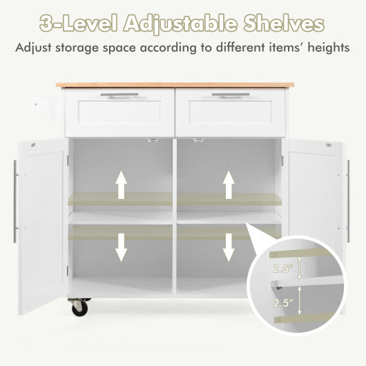 Heavy Duty Rolling Kitchen Cart with Tower Holder and Drawer-White