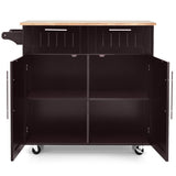 Heavy Duty Rolling Kitchen Cart with Tower Holder and Drawer-Brown