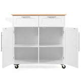 Heavy Duty Rolling Kitchen Cart with Tower Holder and Drawer-White