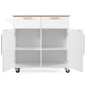 Heavy Duty Rolling Kitchen Cart with Tower Holder and Drawer-White