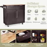 Heavy Duty Rolling Kitchen Cart with Tower Holder and Drawer-Brown