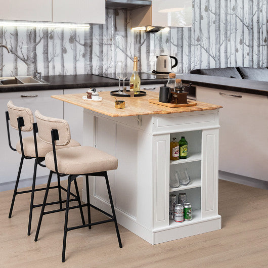 Kitchen Island with Storage and 3-Level Adjustable Shelves-White