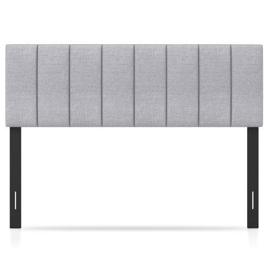 Linen Upholstered Headboard with Solid Wood Legs and Adjustable Width-Gray