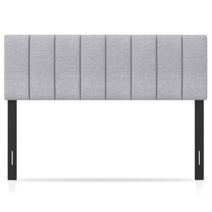 Linen Upholstered Headboard with Solid Wood Legs and Adjustable Width-Gray