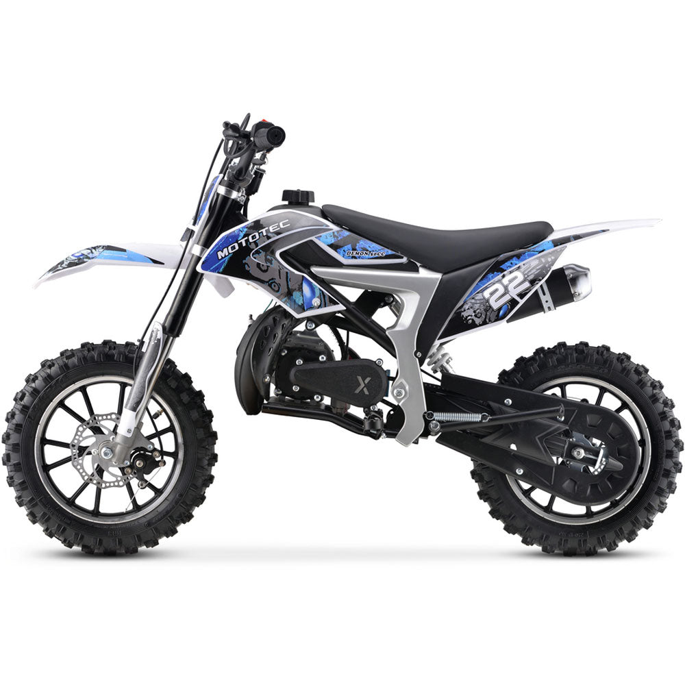 MotoTec Demon 50cc 2-Stroke Kids Gas Dirt Bike Blue
