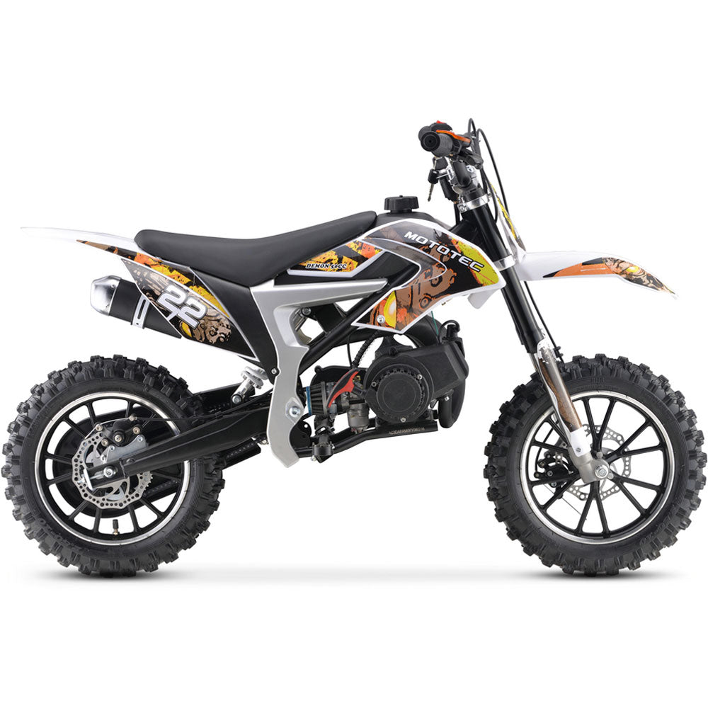MotoTec Demon 50cc 2-Stroke Kids Gas Dirt Bike Yellow