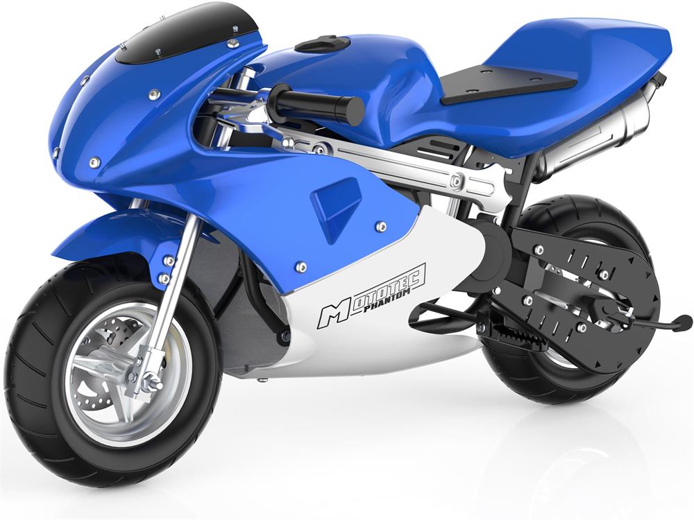 MotoTec Phantom Gas Pocket Bike 49cc 2-Stroke Blue