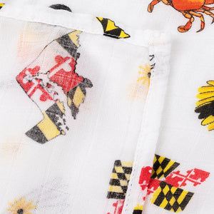 Gift Set: Maryland Baby Muslin Swaddle Blanket and Burp Cloth/Bib Combo by Little Hometown