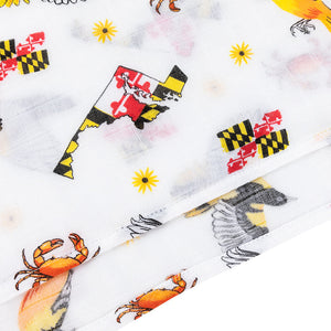 Gift Set: Maryland Baby Muslin Swaddle Blanket and Burp Cloth/Bib Combo by Little Hometown