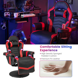 Massage Video Gaming Recliner Chair with Adjustable Height-Red