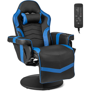 Massage Video Gaming Recliner Chair with Adjustable Height-Blue