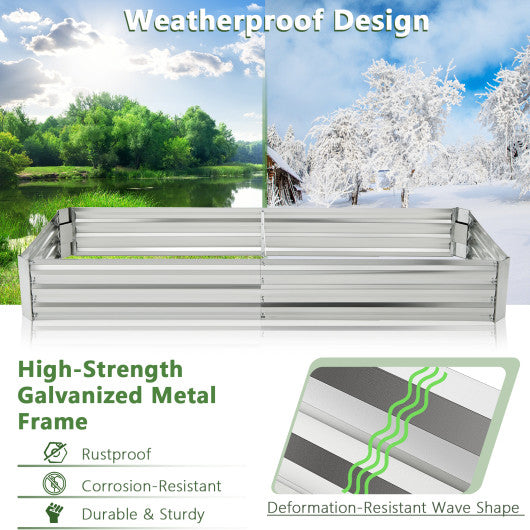 Metal Galvanized Raised Garden Bed with Open-Ended Base-8 x 4 ft