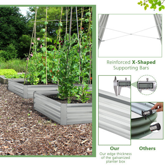 Metal Galvanized Raised Garden Bed with Open-Ended Base-8 x 4 ft