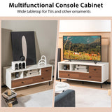 Mid-Century TV Stand for 50-inch TVs with 2 Cubbies and 3 Drawers