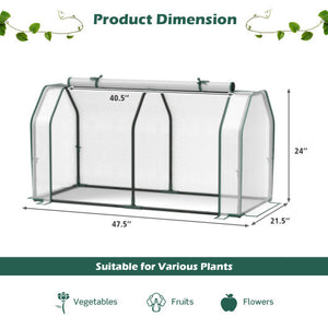 47.5 x 21.5 x 24 Inch Outdoor Mini Greenhouse with Roll-up Zipper Door