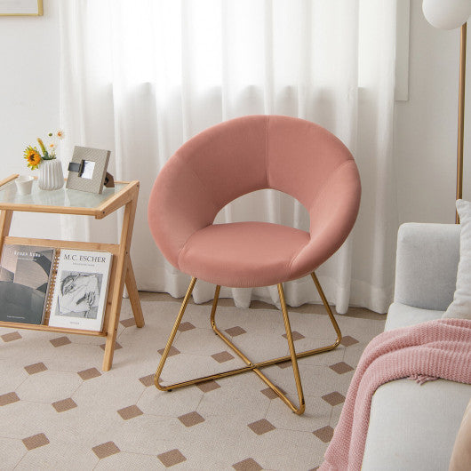 Modern Velvet Accent Chair Vanity Chair with Metal Legs-2 Pieces