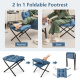 Modern Accent Sofa Chair with Folding Footrest and Side Pocket-Navy