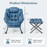Modern Accent Sofa Chair with Folding Footrest and Side Pocket-Navy