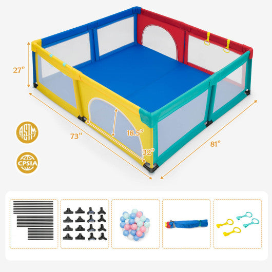 Large Infant Baby Playpen Safety Play Center Yard with 50 Ocean Balls-Color