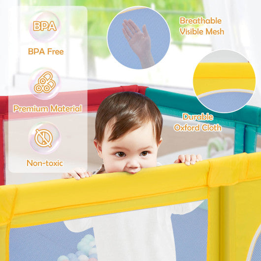 Large Infant Baby Playpen Safety Play Center Yard with 50 Ocean Balls-Color