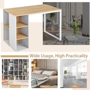 Computer Desk with 5 Side Shelves and Metal Frame