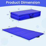 4-Panel Folding Gymnastics Mat with Carrying Handles for Home Gym-Navy