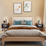 Nightstand Bedside End Table with Drawer and Open Shelf for Living Room Bedroom-Gray