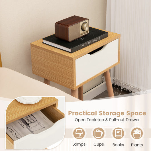 Set of 1/2 Modern Nightstand with Storage Drawer for Bedroom Living Room-1 Piece
