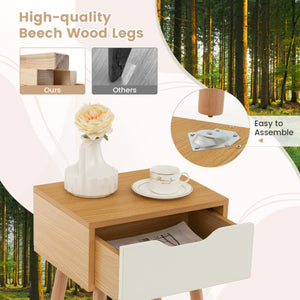 Set of 1/2 Modern Nightstand with Storage Drawer for Bedroom Living Room-1 Piece