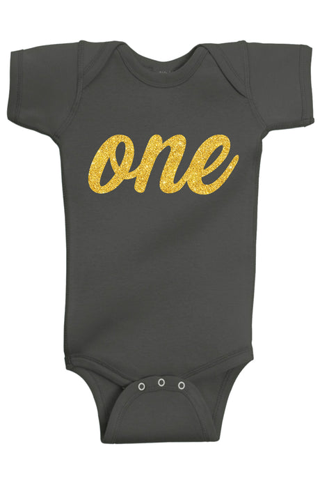 One Gold First Birthday Bodysuit - Aiden's Corner